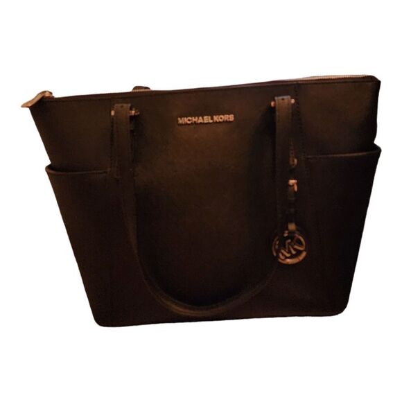Michael Kors Jet Set Black Tote Shoulder Bag Purse - Picture 1 of 6